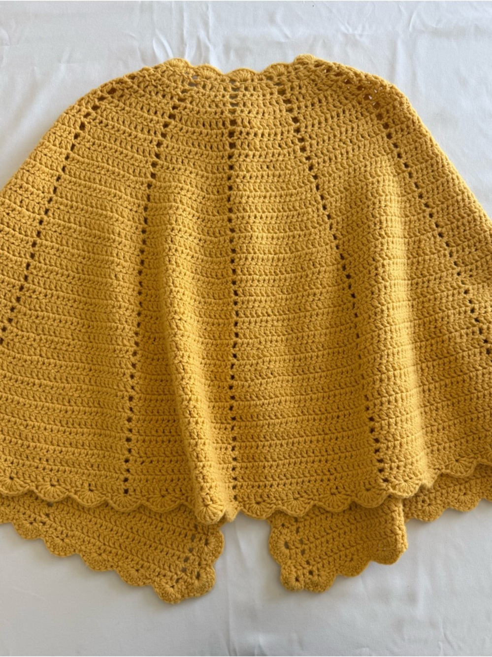 Mustard Crochet Poncho Shrug - Women's Sweater - Picture 7 of 7